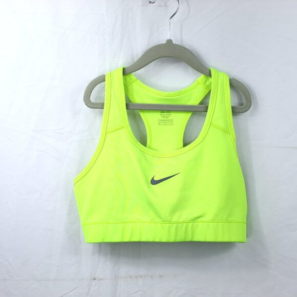 Nike Dri Fit Women's Sports Bra Size Medium Lime Green Neon Athletic Top - Picture 1 of 3